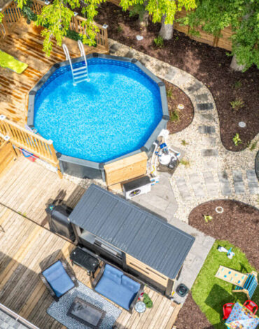Custom wood decking and extensive paver patio in Crestview, Winnipeg