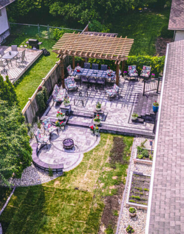 Multi-level joined paver patios in St. Vital, Winnipeg